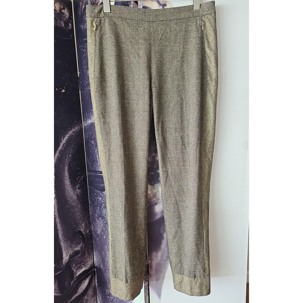 PER SE BY CARLISLE Womens Houndstooth Straight Leg Wool Blend Trouser Pant sz 8